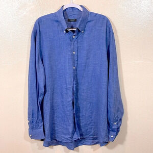 Canali Blue Men's Casual Button-Down Shirt